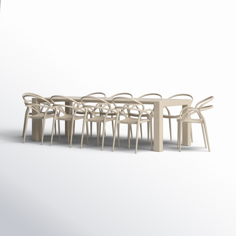 Mila Taupe Extendable 10-Person Outdoor Dining Set with Stackable Chairs