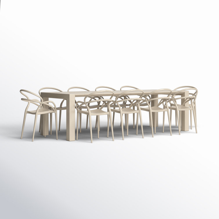 Mila Taupe Extendable 10-Person Outdoor Dining Set with Stackable Chairs
