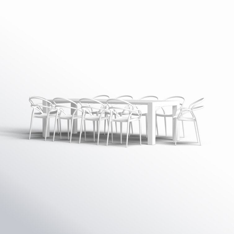 Mila White Extendable 10-Person Outdoor Dining Set