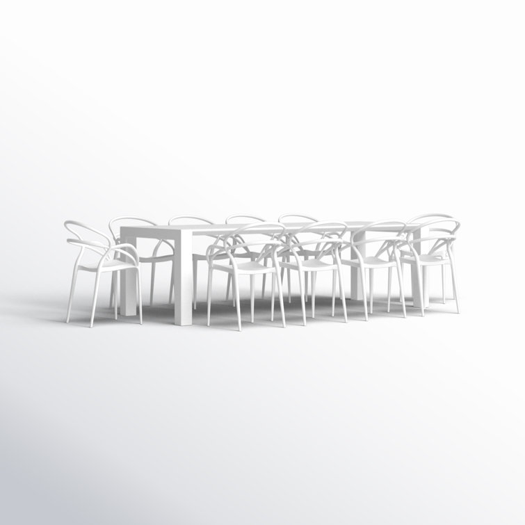 Mila White Extendable 10-Person Outdoor Dining Set