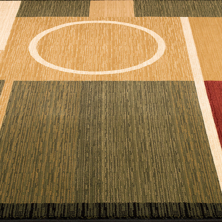 Handmade Geometric Black and Beige Synthetic Rectangular Rug