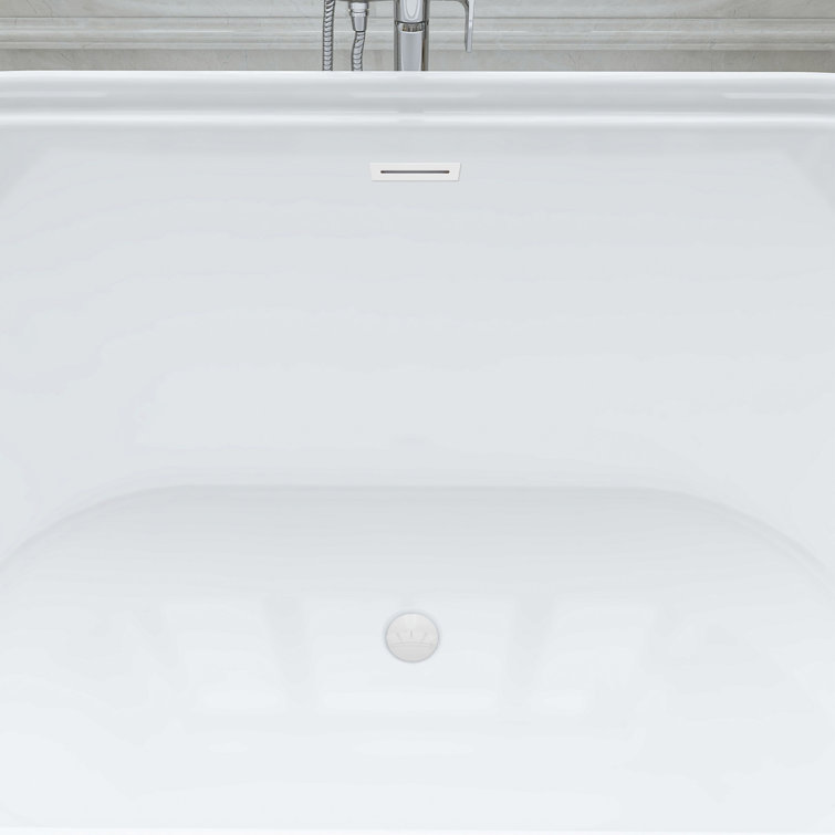 59" Pure White Freestanding Acrylic Soaking Bathtub