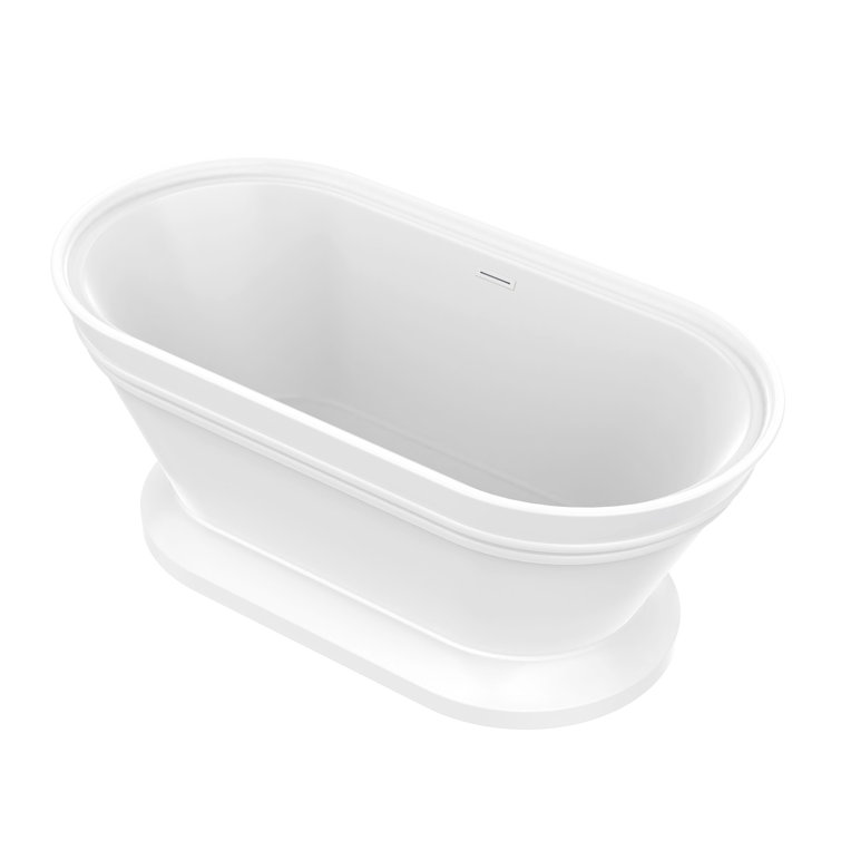 59" White Freestanding Acrylic Soaking Bathtub