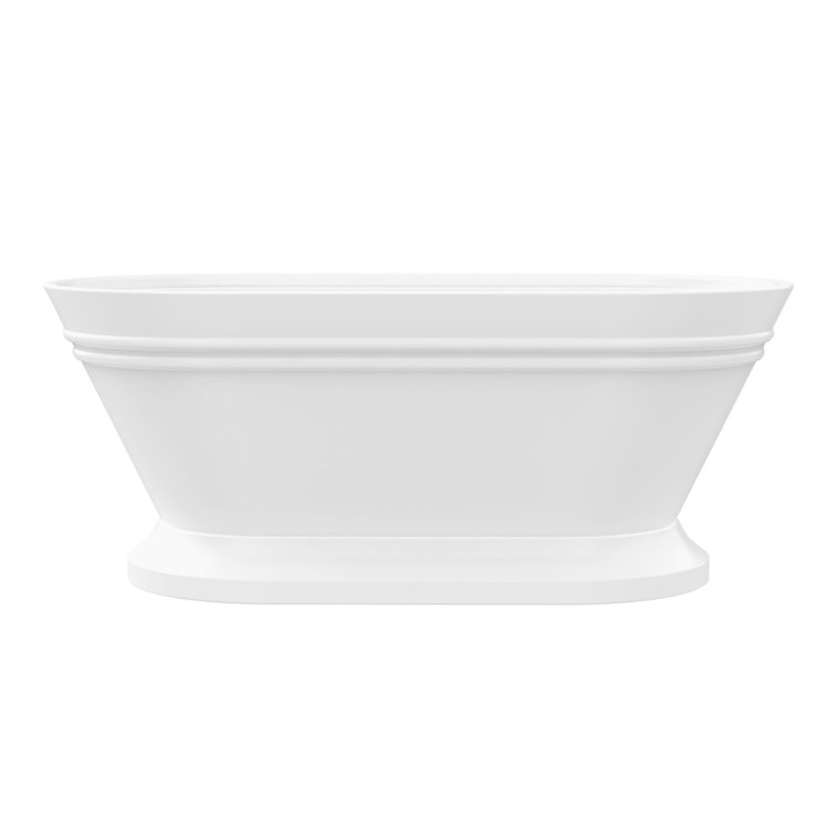 59" White Freestanding Acrylic Soaking Bathtub
