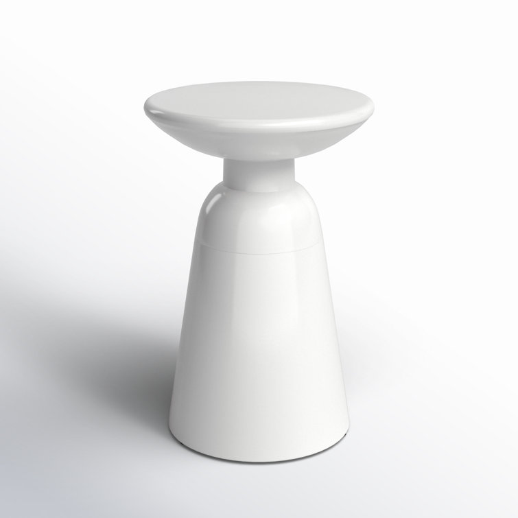 Atira 15'' White Metal Round Outdoor Side Table