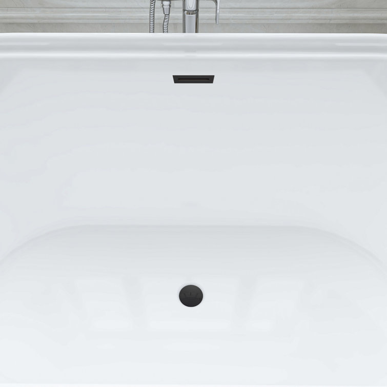 59" White Freestanding Acrylic Soaking Bathtub
