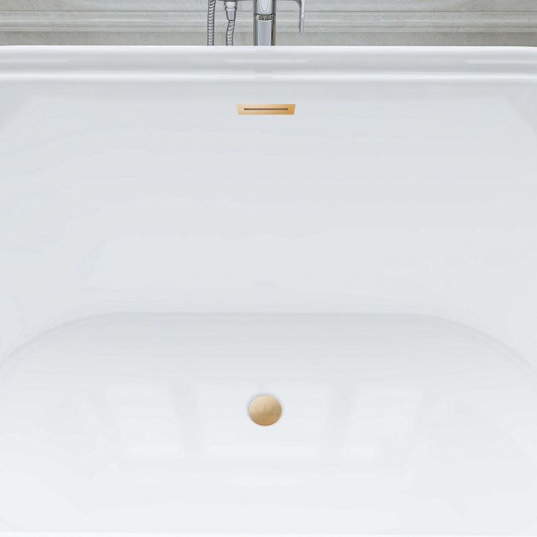 59'' White Freestanding Acrylic Soaking Bathtub