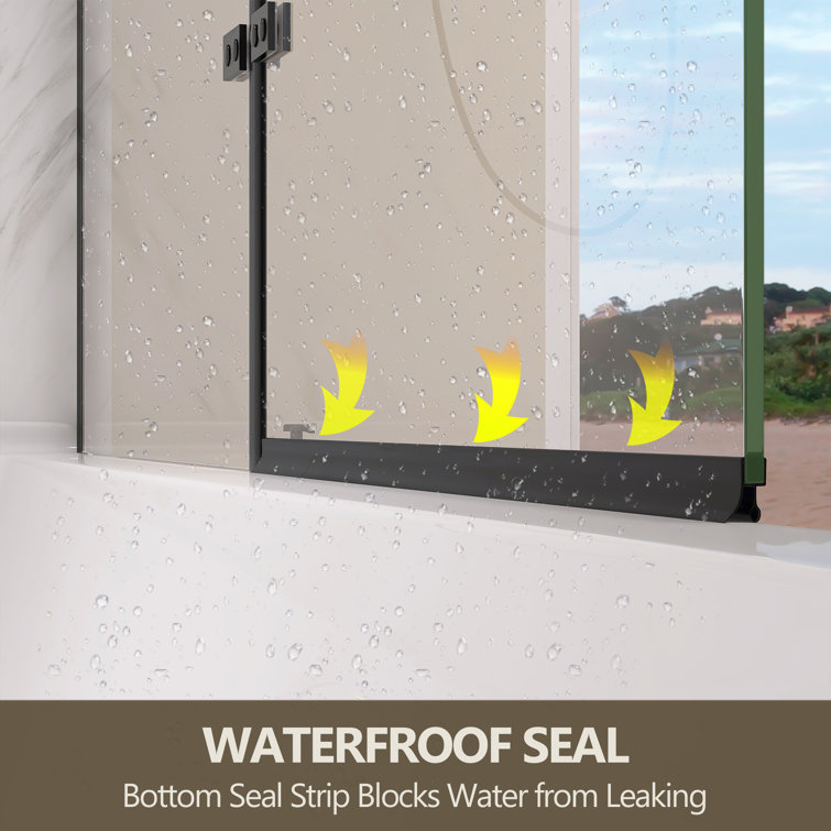 48'' W x 58'' H Clear Tempered Glass Frameless Bathtub Door