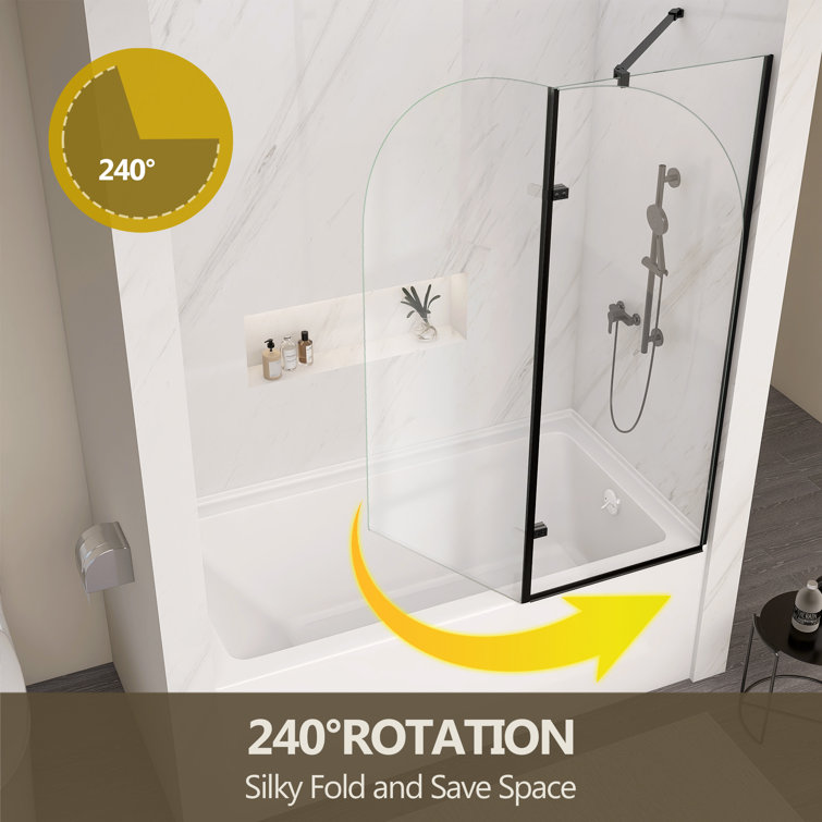 48'' W x 58'' H Clear Tempered Glass Frameless Bathtub Door