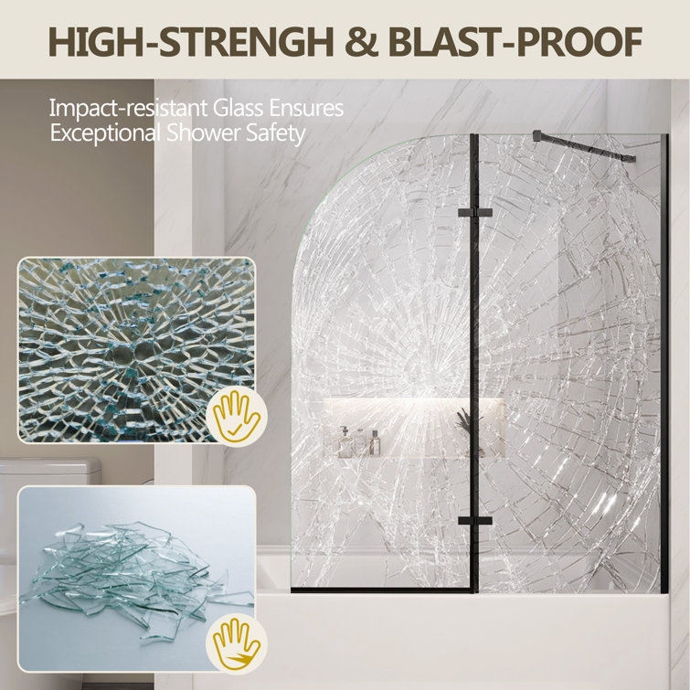 48'' W x 58'' H Clear Tempered Glass Frameless Bathtub Door