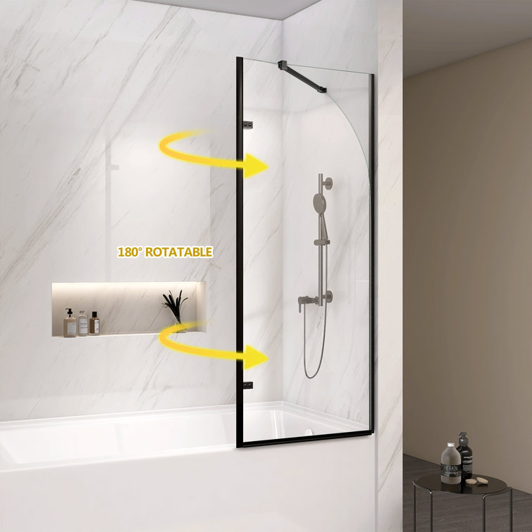 48'' W x 58'' H Clear Tempered Glass Frameless Bathtub Door