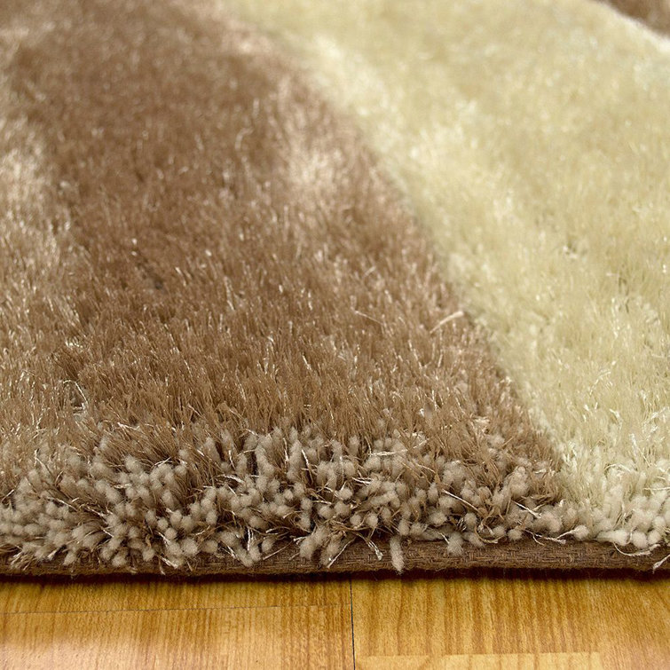 Champagne and Brown Abstract Shag Rug 5' x 7'