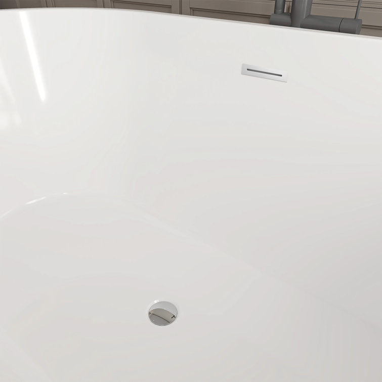 54'' White Freestanding Acrylic Soaking Bathtub