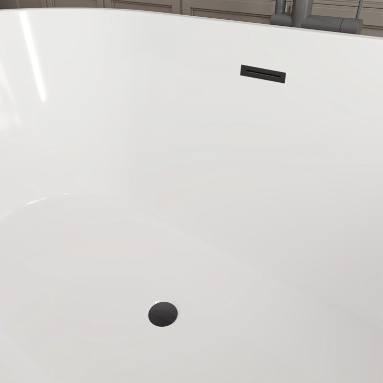 54'' White Freestanding Acrylic Soaking Bathtub