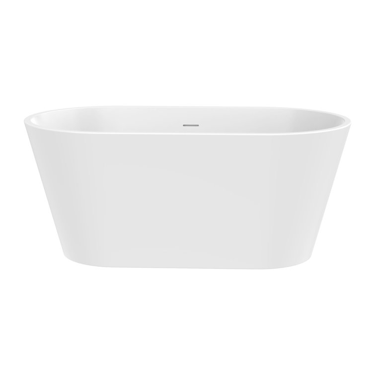 54'' White Acrylic Freestanding Soaking Bathtub with Integrated Overflow