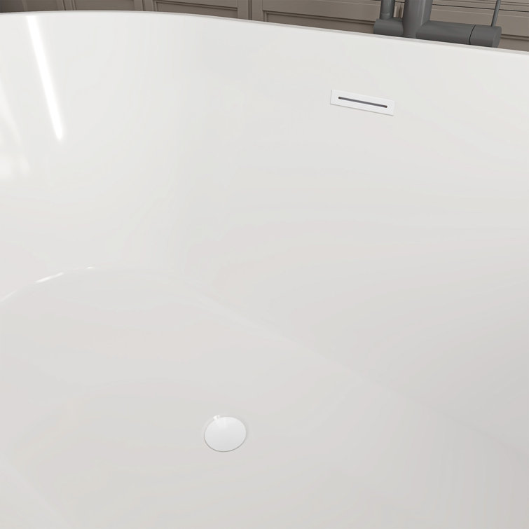 54'' Pure White Acrylic Freestanding Soaking Bathtub