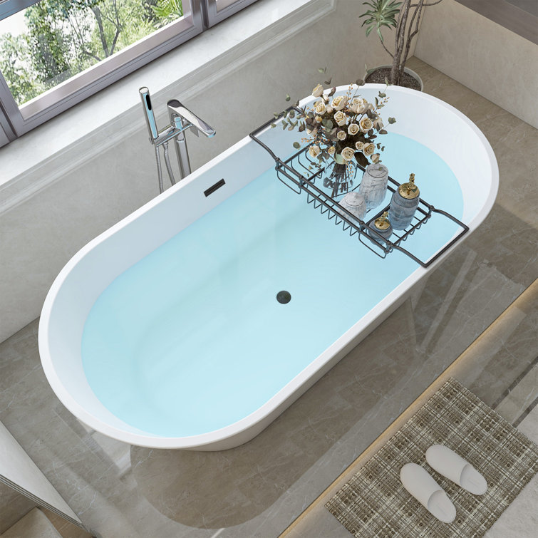 Iris 59" White Freestanding Acrylic Soaking Bathtub