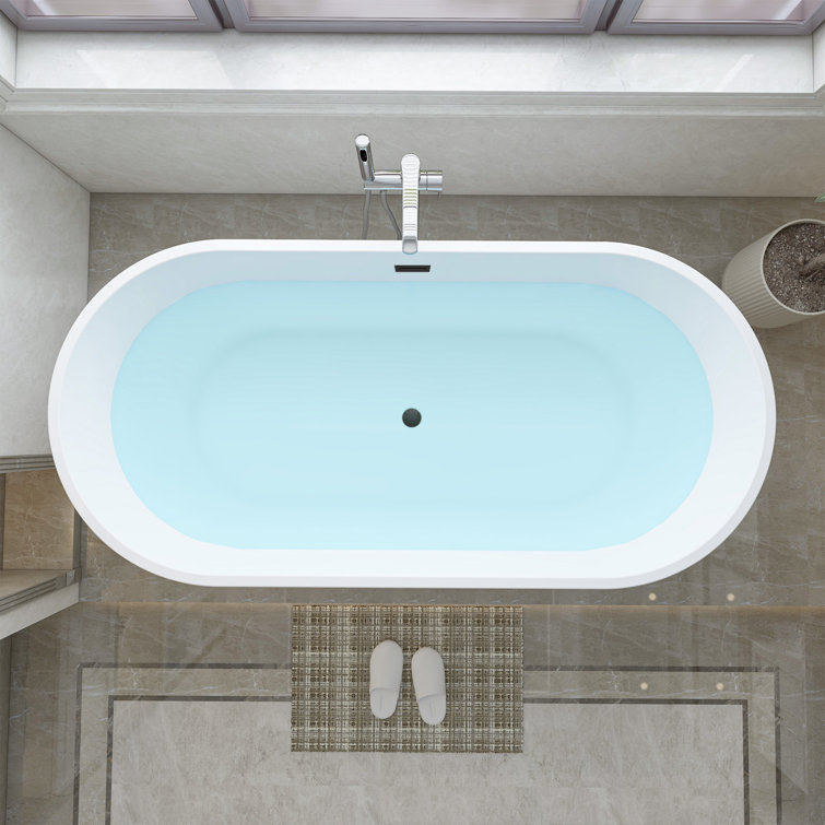 Iris 59" White Freestanding Acrylic Soaking Bathtub