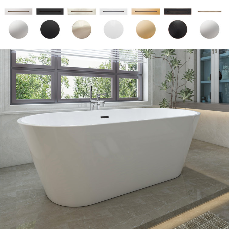 Iris 59" White Freestanding Acrylic Soaking Bathtub
