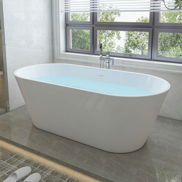 Iris 59" White Freestanding Acrylic Soaking Bathtub