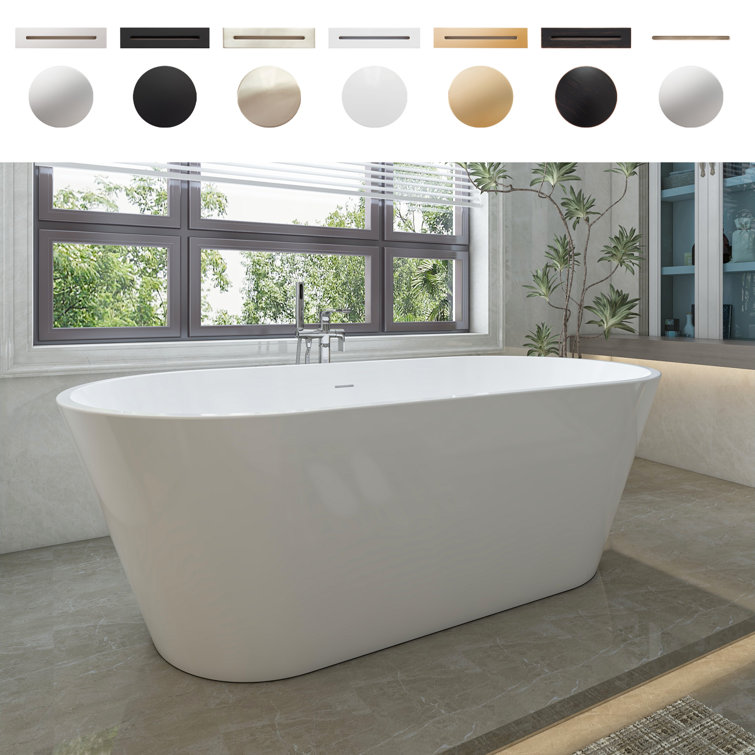Iris 59" White Freestanding Acrylic Soaking Bathtub