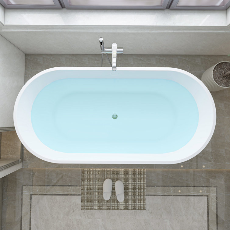 Iris 59" White Freestanding Acrylic Soaking Bathtub