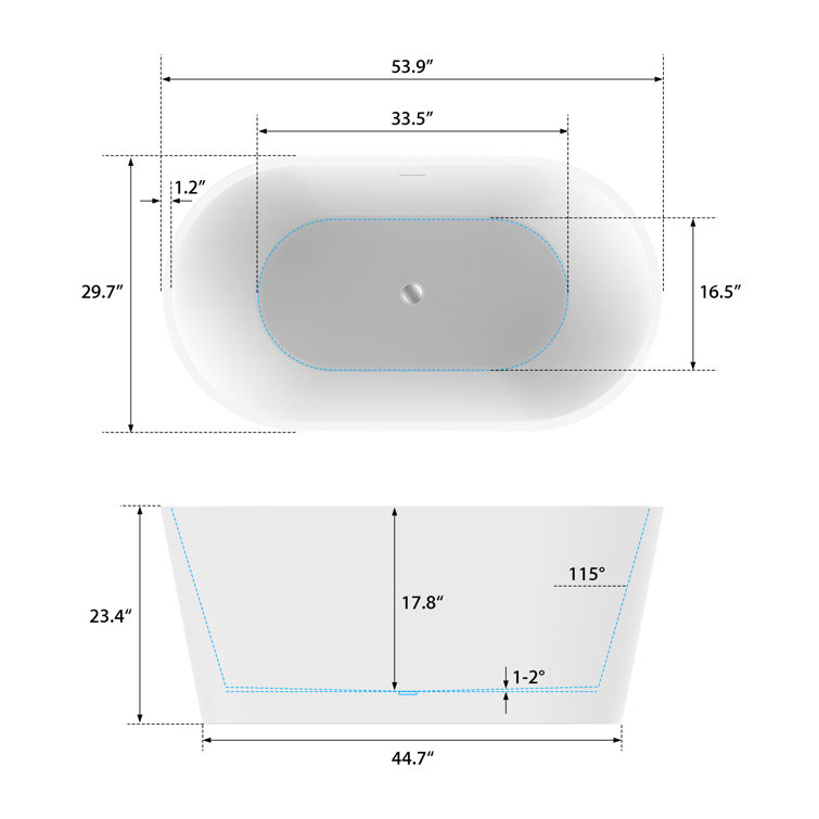 Iris 54" White Acrylic Freestanding Soaking Bathtub