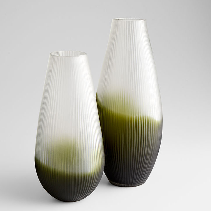 Contemporary Green Ombre Glass Table Vase 15" H