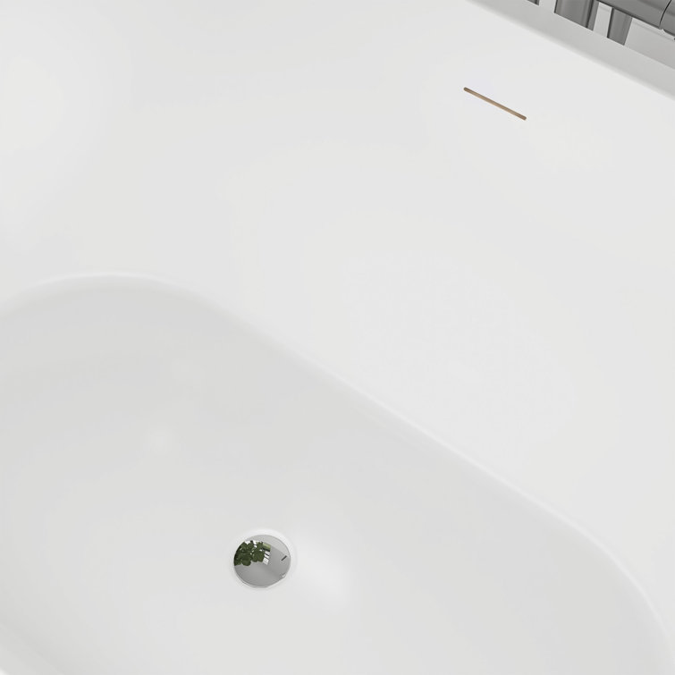 54" White Acrylic Freestanding Soaking Bathtub