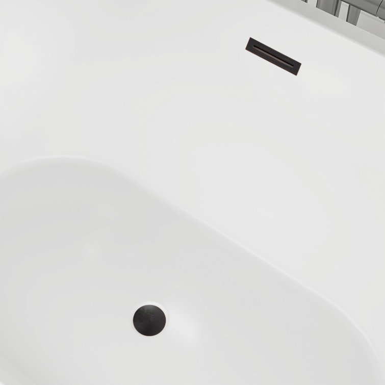 54" White Acrylic Freestanding Soaking Bathtub with Oil Rubbed Bronze