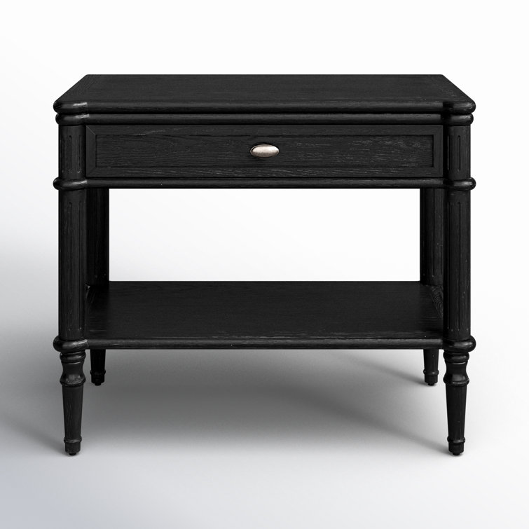 Tacorey Rustic Black Solid Oak 1-Drawer Nightstand