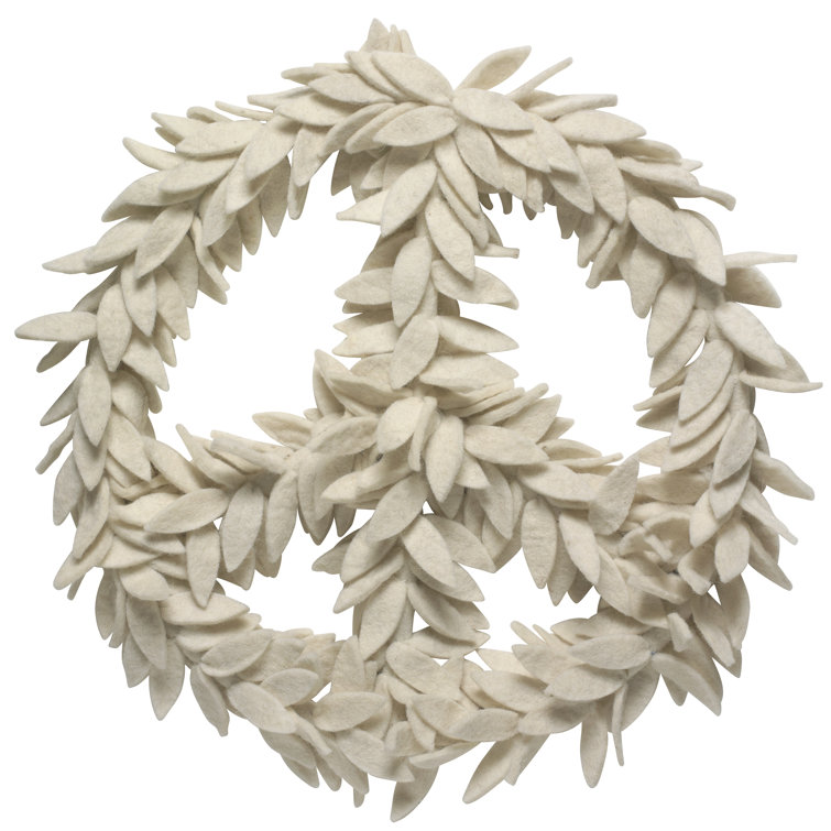 Cream 14" Wool Peace Sign Wreath
