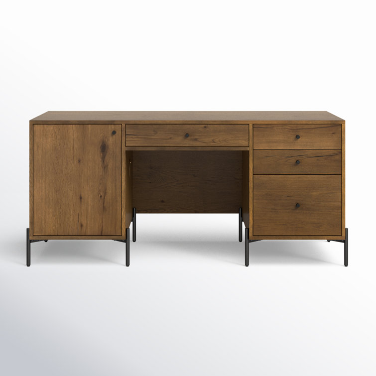 Amber Oak Resin Executive Desk with Drawer