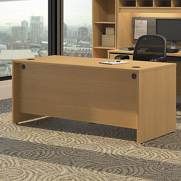 Transitional Mocha Cherry Executive Office Desk with Drawer