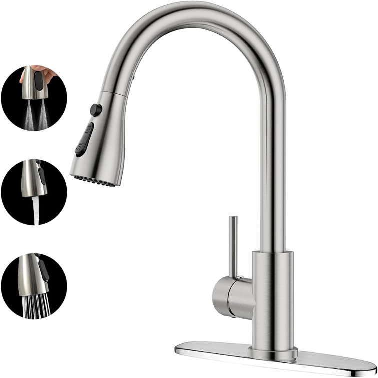 Brushed Nickel Stainless Steel Pull Down Kitchen Faucet