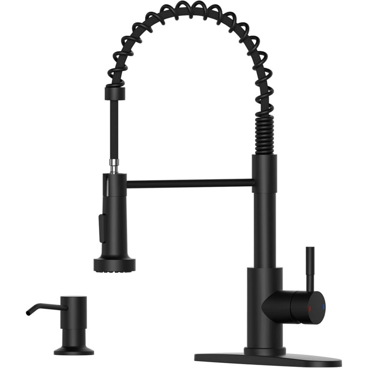 Matte Black High-Arc Kitchen Faucet with Pull-Out Spray