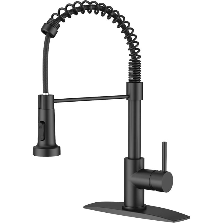 Matte Black Stainless Steel Single Handle Pull Out Kitchen Faucet