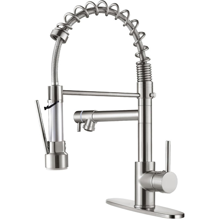 Brushed Nickel Stainless Steel Pull Down Kitchen Faucet with Sprayer