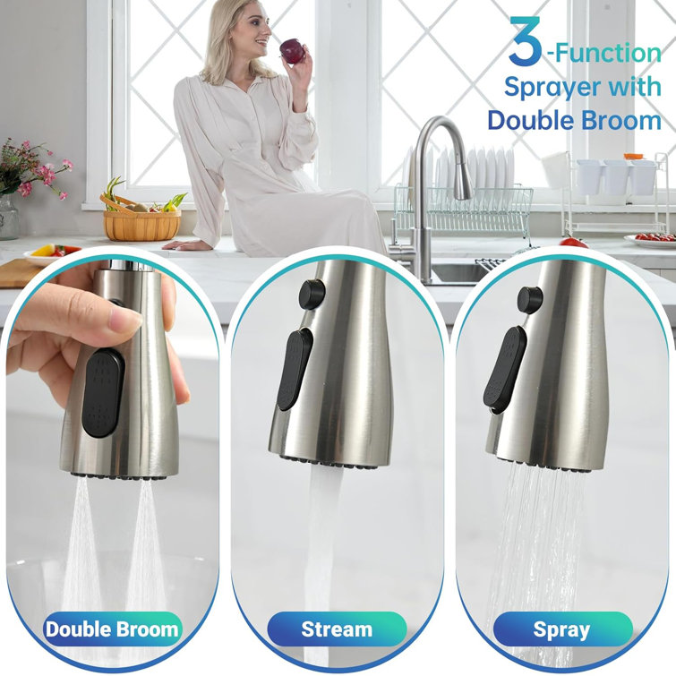 Brushed Nickel Stainless Steel Pull Down Kitchen Faucet