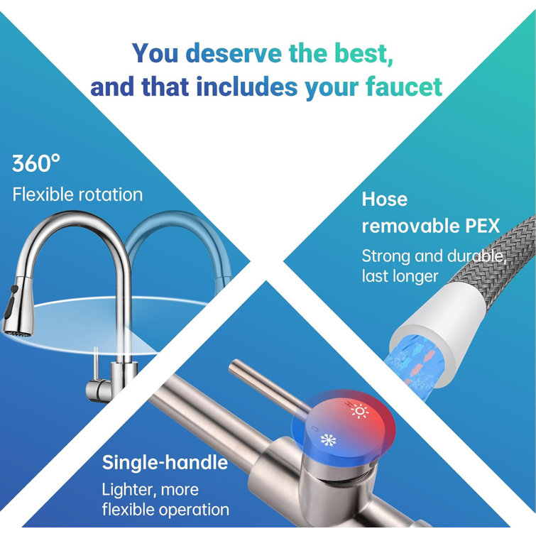 Brushed Nickel Stainless Steel Pull Down Kitchen Faucet