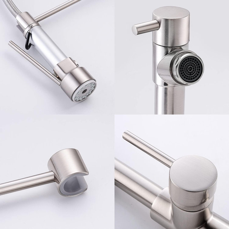 Brushed Nickel Stainless Steel Pull Down Kitchen Faucet with Sprayer