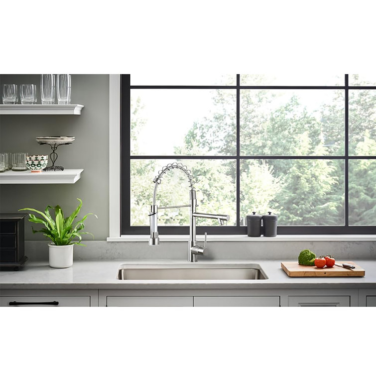 Brushed Nickel Stainless Steel Pull Down Kitchen Faucet with Sprayer