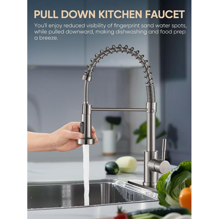 Brushed Nickel Stainless Steel Pull Down Kitchen Faucet