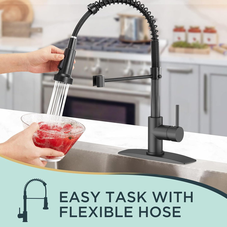 Matte Black Stainless Steel Single Handle Pull Out Kitchen Faucet