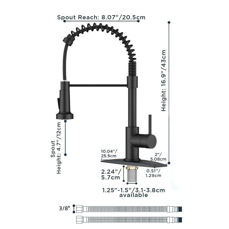 Matte Black Stainless Steel Single Handle Pull Out Kitchen Faucet
