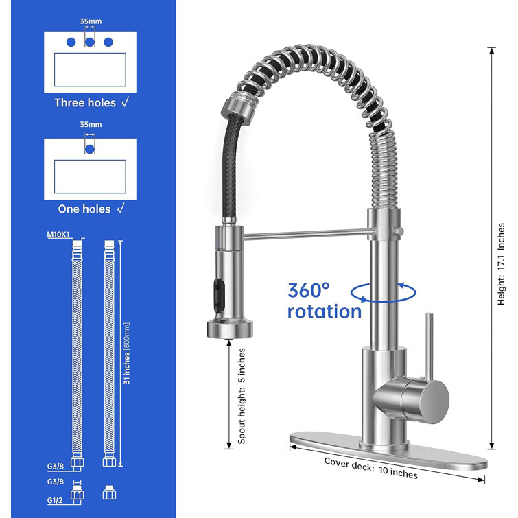 Stainless Steel Pull-Out Spray Kitchen Faucet with Single Handle