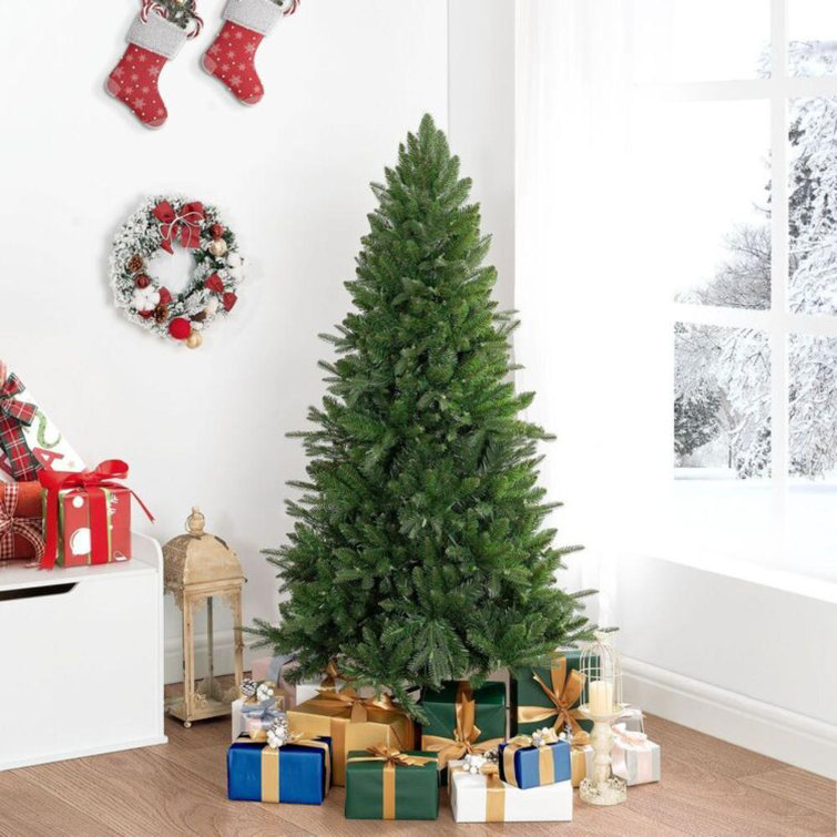 Traditional 4.5ft Prelit Artificial Christmas Tree with Warm Lights and Metal Stand