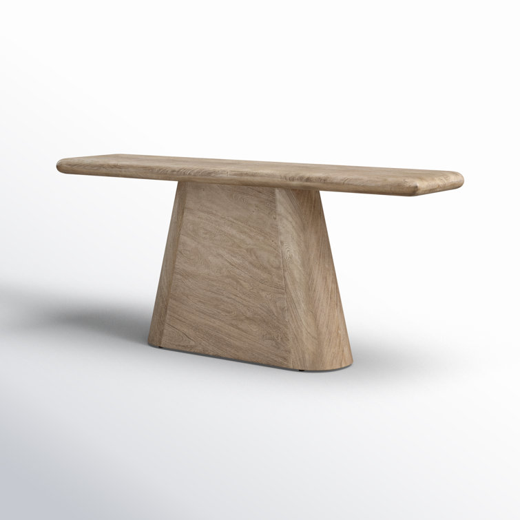 Brie 70'' Natural Acacia Wood Pedestal Console Table