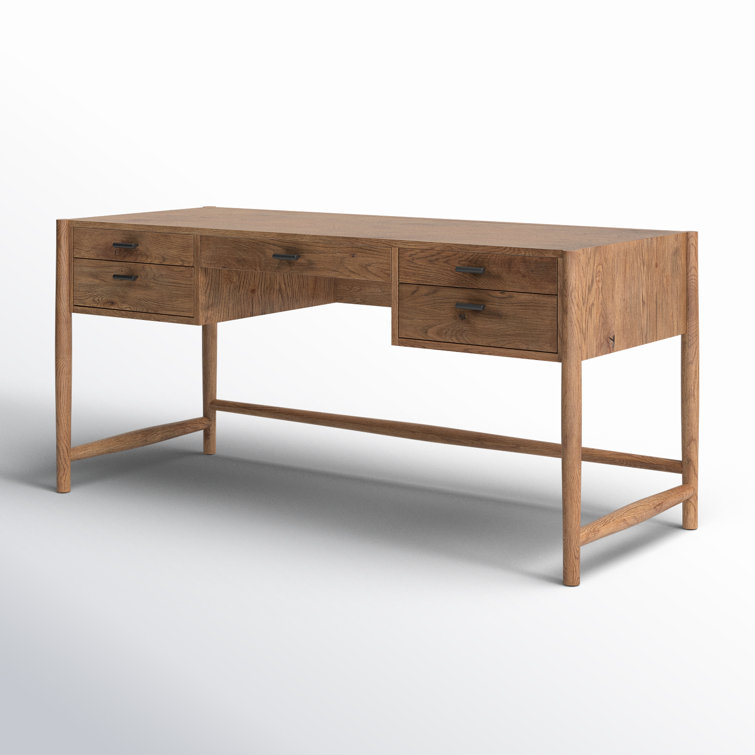 Rustic Weathered Oak Writing Desk with Drawers