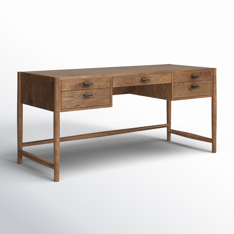 Rustic Weathered Oak Writing Desk with Drawers